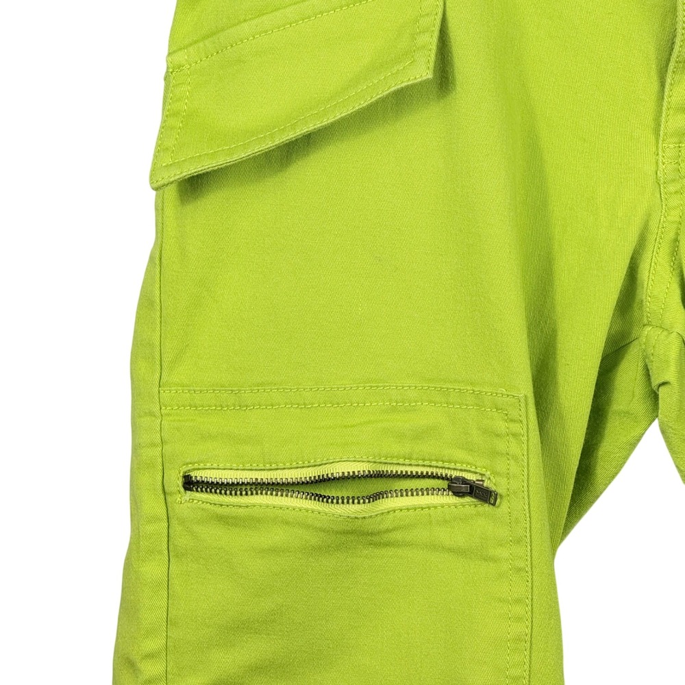 Rampage Cargo Pants Women's 3 Lime Green Drawstring Hem Utility Y2K Streetwear - Picture 5 of 6